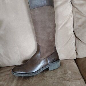 Born Mayall Tall Riding Fashion Boots Brown Suede Leather W6359 Women Size 38